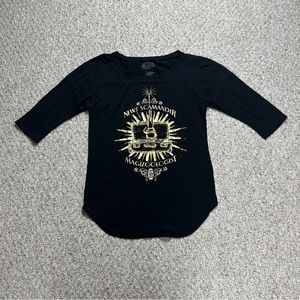 Fantastic Beasts Womens Black Gold Newt Scamander Baseball Style  T-Shirt  Large